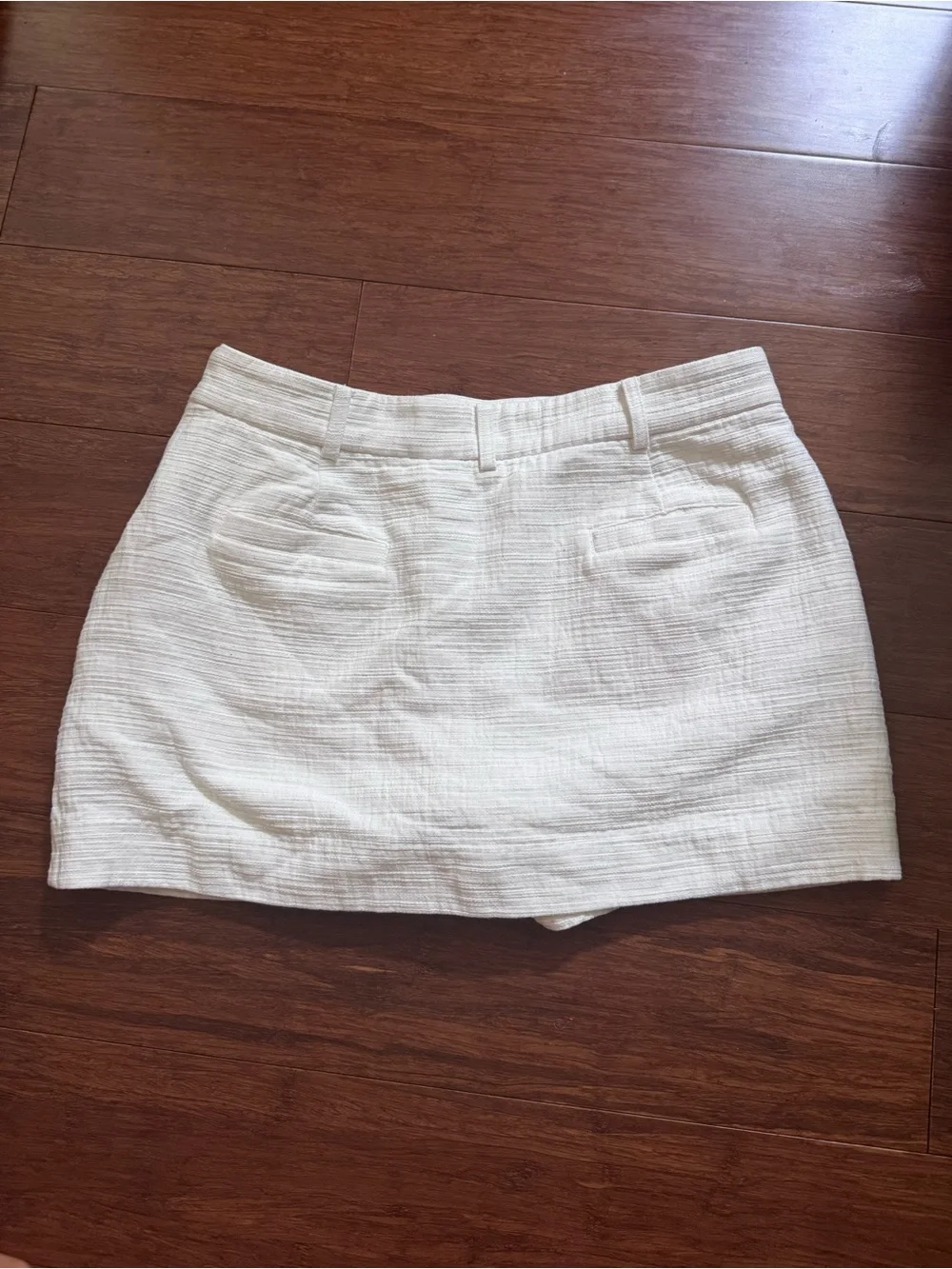 Sovere Cove Skort 100% Cotton Tweed Texture A-Line Shorts Mini Skirt Chalk White